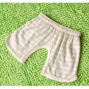 Pantalones cortos anchos de la raya del verde del bebé del algodón orgánico